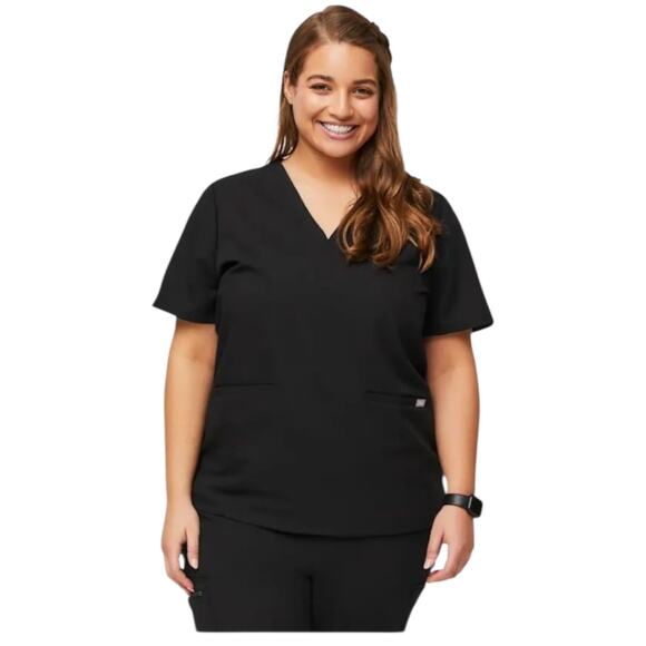 FIGS Black Casma Three-Pocket Technical Collection Scrub Top -Large - Picture 1 of 13